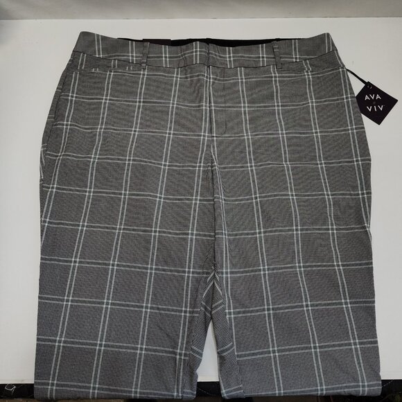 Ava & Viv Plaid Ankle Pant Mid-Rise Comfort Waist Stretch 22W Fitted Hip & Thigh - Picture 3 of 11